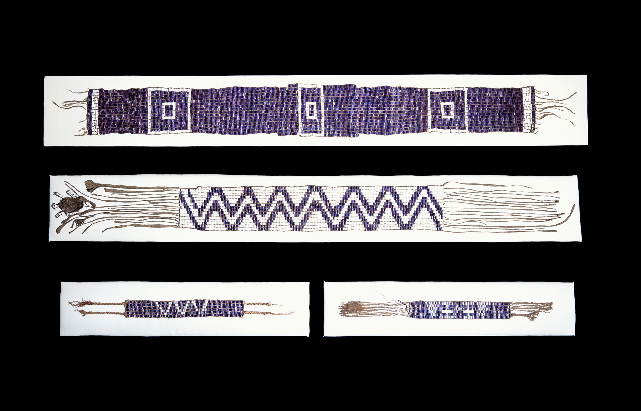 Three composited color photographs of a Wampum peace belt.