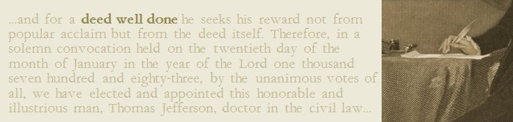 A Deed Well Done: Thomas Jefferson’s 1783 Honorary Degree