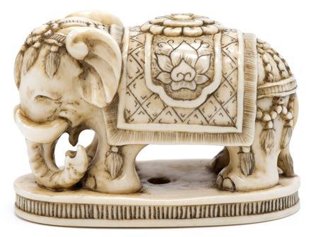 Netsuke of a smiling elephant