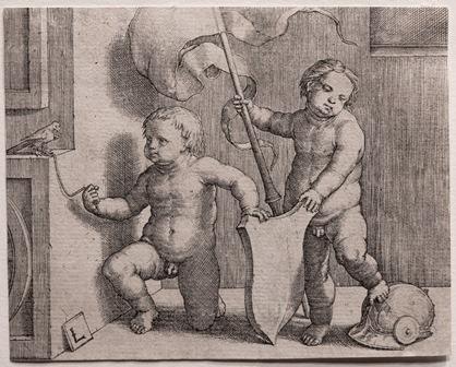 Two naked boys with armor