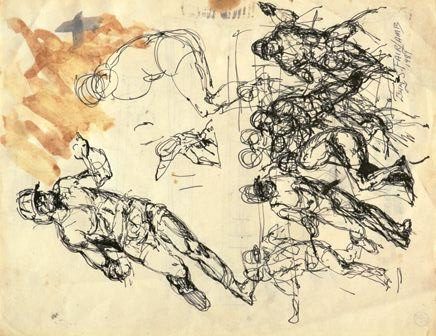 Sketches of lacrosse players