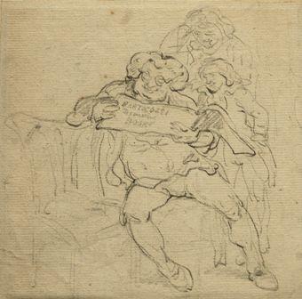 Three Figures of Men Studying Bartolozzi’s Drawing Book