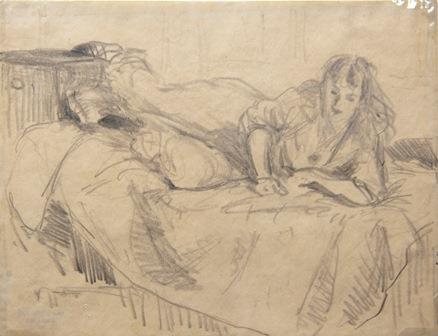 Female figure on bed