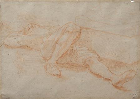 Reclining figure of a man on his back