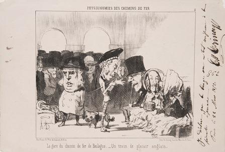 The Boulogne Train Station. An English Excursion Train. (La gare de chemin de fer de Boulogne.  Un train de plaisir anglais.)