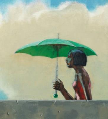 Woman with Green Umbrella