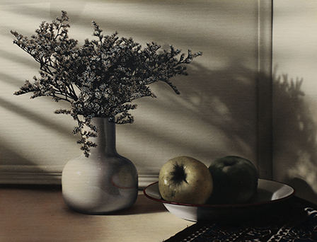 White Vase with Two Apples Still Life